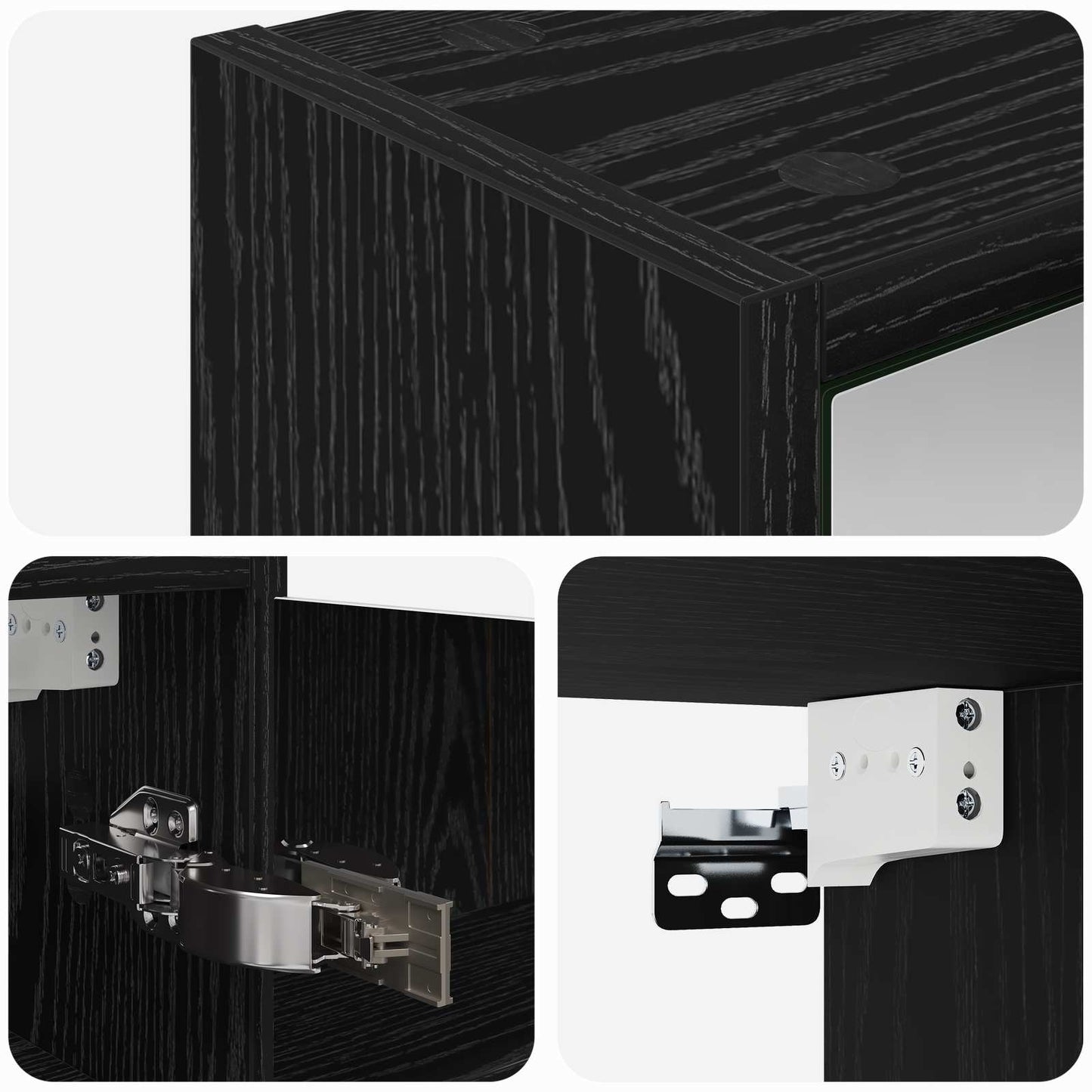 Mobiletto per specchio da bagno Rovere Nero 43 x 16 x 62.5 cm | homemem39