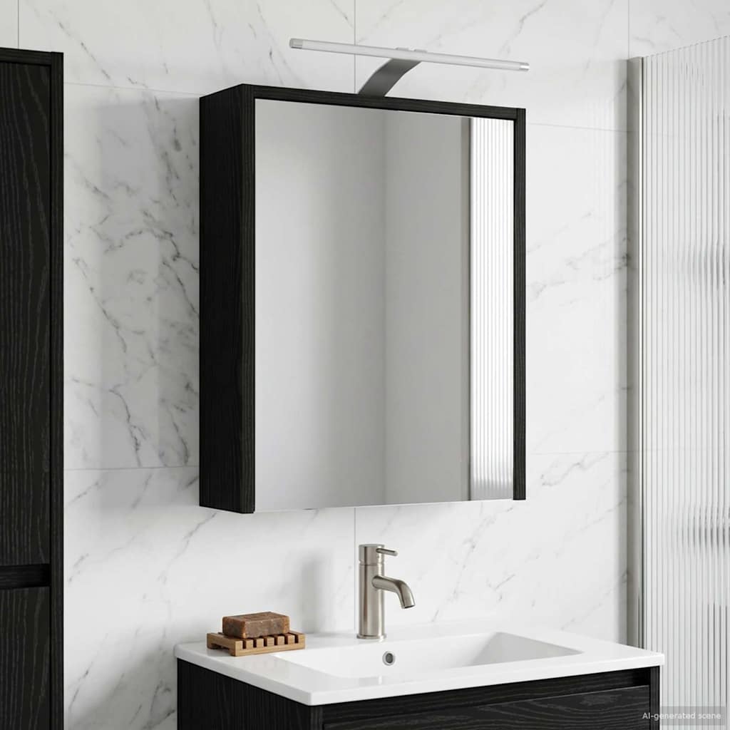 Mobiletto per specchio da bagno Rovere Nero 43 x 16 x 62.5 cm | homemem39