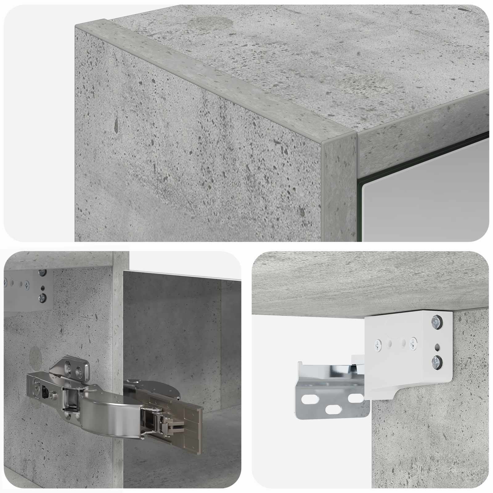 Mobiletto per specchio da bagno con lo scaffale Grigio cemento | homemem39