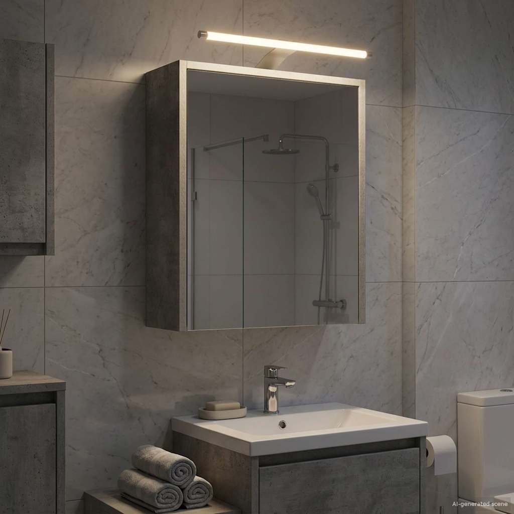 Mobiletto per specchio da bagno con lo scaffale Grigio cemento | homemem39