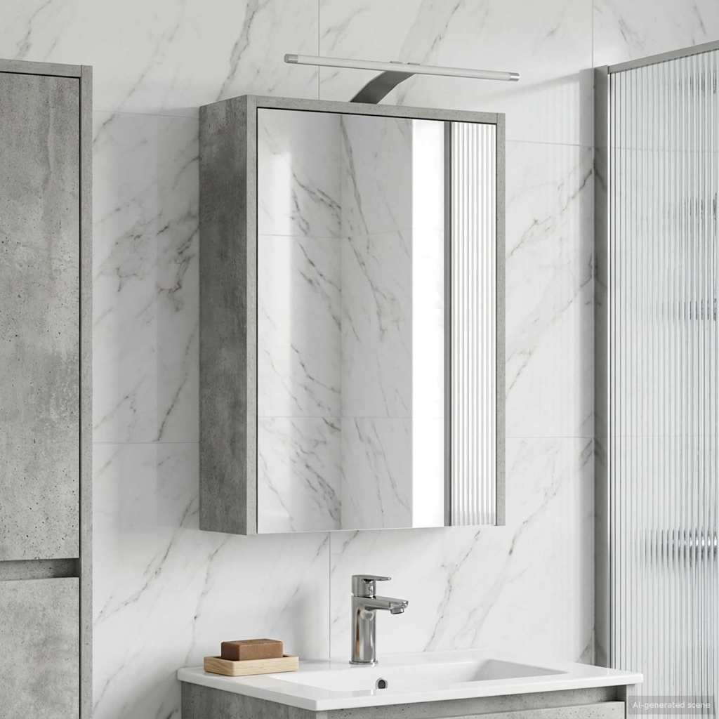 Mobiletto per specchio da bagno con lo scaffale Grigio cemento | homemem39