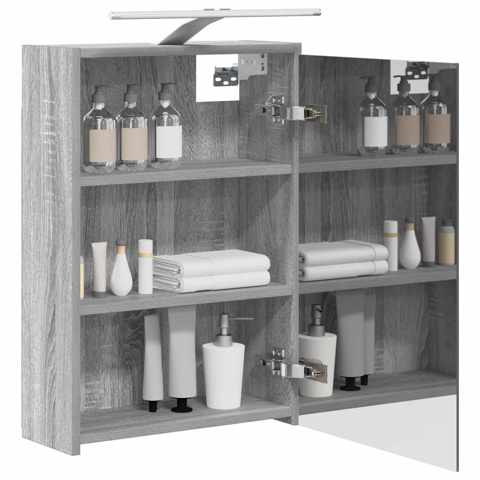 Mobiletto per specchio da bagno Grigio Sonoma 43 x 16 x 62.5 cm | homemem39
