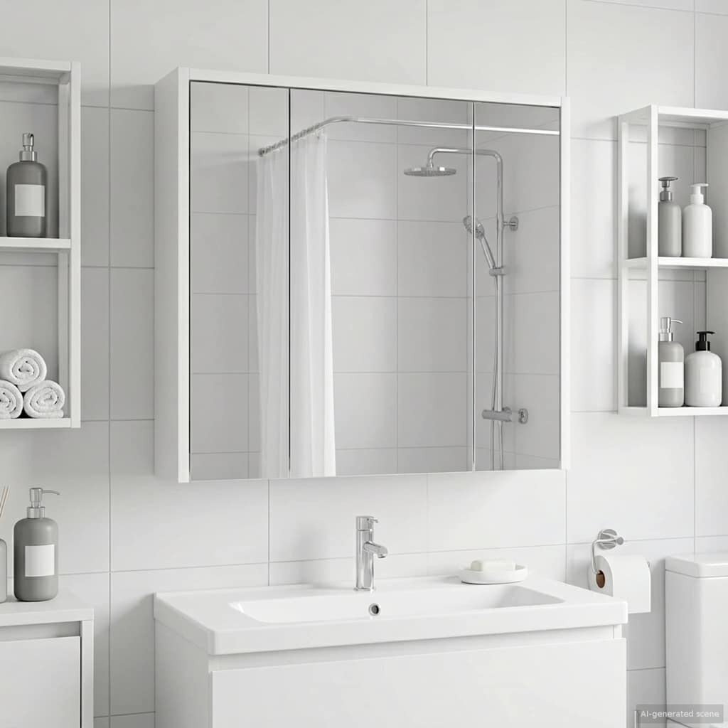 Mobiletto per specchio da bagno Bianco 63,5 x 16 x 62,5 cm