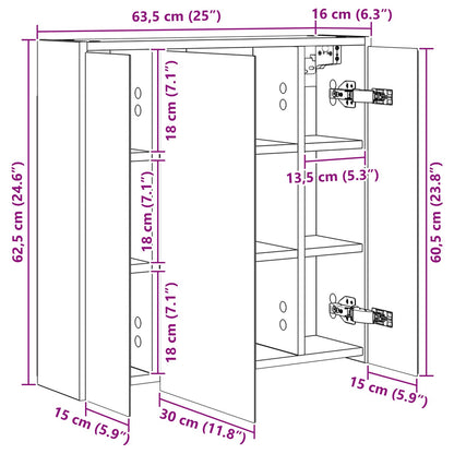 Mobiletto per specchio da bagno Bianco 63,5 x 16 x 62,5 cm