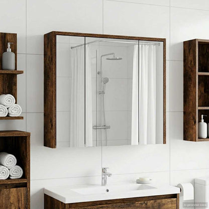 Mobiletto per specchio da bagno Rovere fumé 63,5 x 16 x 62,5 cm | homemem39