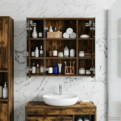 Mobiletto per specchio da bagno Rovere fumé 63,5 x 16 x 62,5 cm