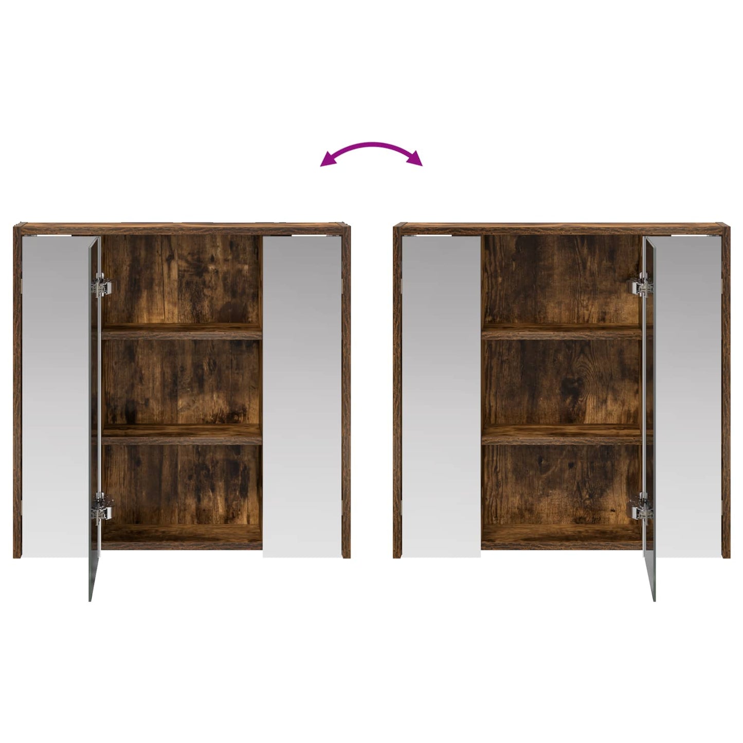 Mobiletto per specchio da bagno Rovere fumé 63,5 x 16 x 62,5 cm | homemem39