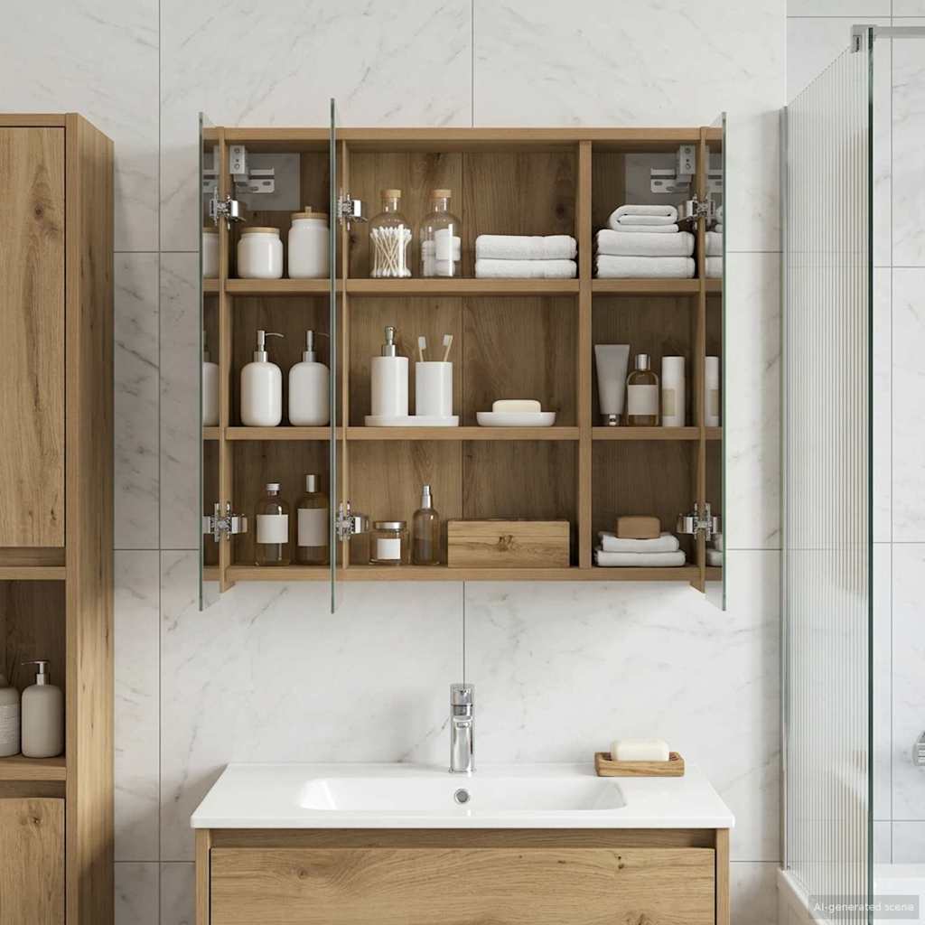 Mobiletto per specchio da bagno Rovere Artigianale