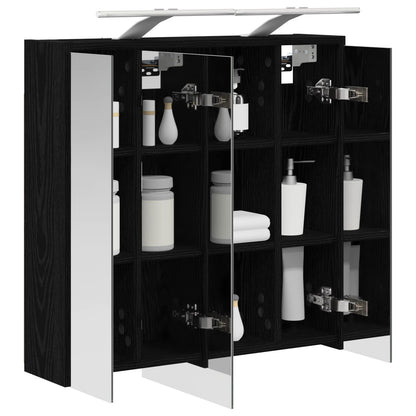 Mobiletto per specchio da bagno Rovere Nero 63,5 x 16 x 62,5 cm