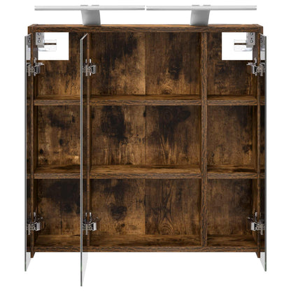 Mobiletto per specchio da bagno Rovere fumé 63,5 x 16 x 62,5 cm