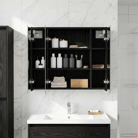 Mobiletto per specchio da bagno Rovere Nero 73,5 x 16 x 62,5 cm | homemem39