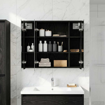 Mobiletto per specchio da bagno Rovere Nero 73,5 x 16 x 62,5 cm