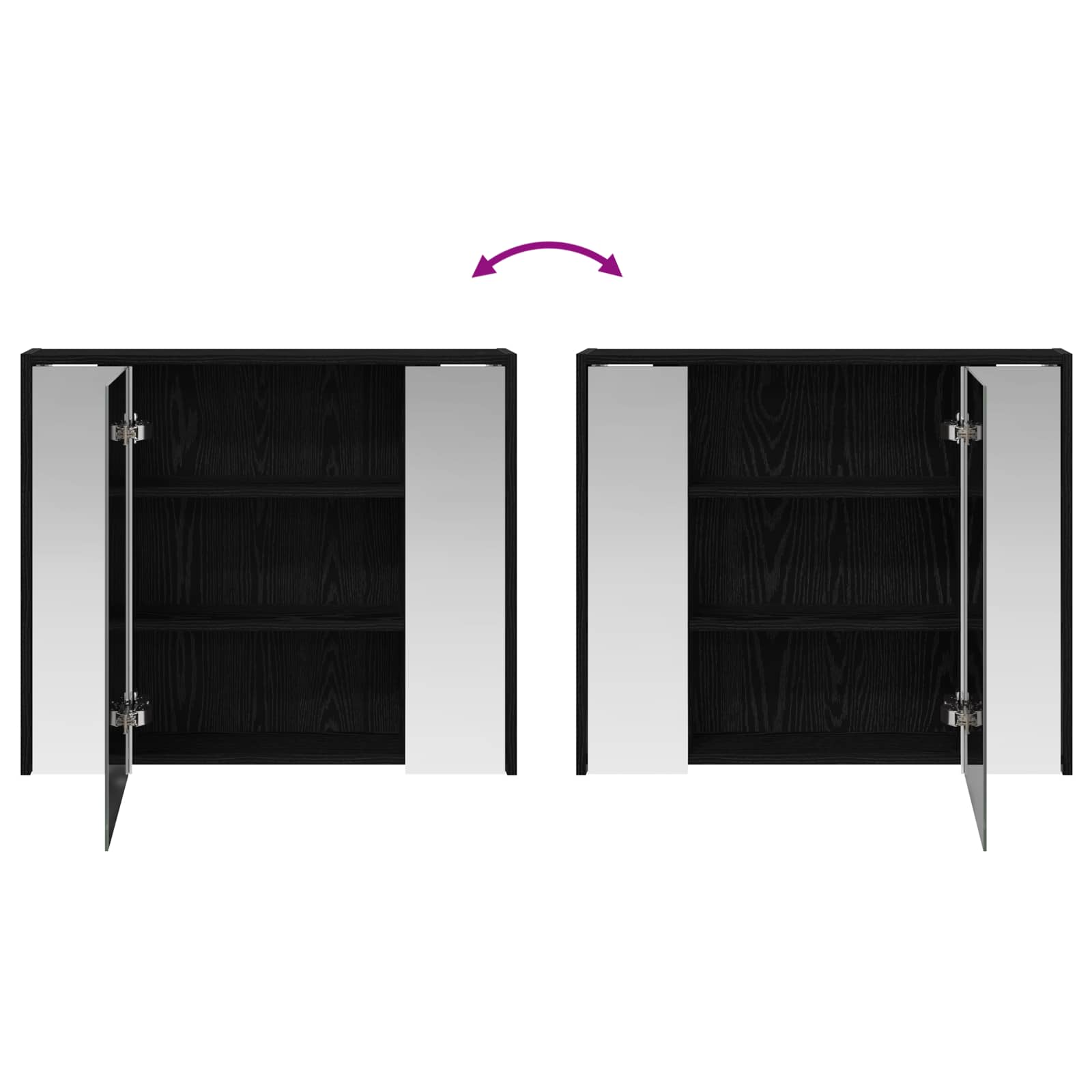 Mobiletto per specchio da bagno Rovere Nero 73,5 x 16 x 62,5 cm | homemem39