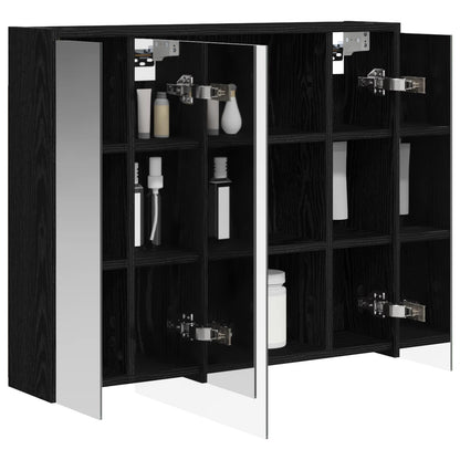 Mobiletto per specchio da bagno Rovere Nero 73,5 x 16 x 62,5 cm
