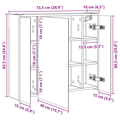 Mobiletto per specchio da bagno Rovere Sonoma