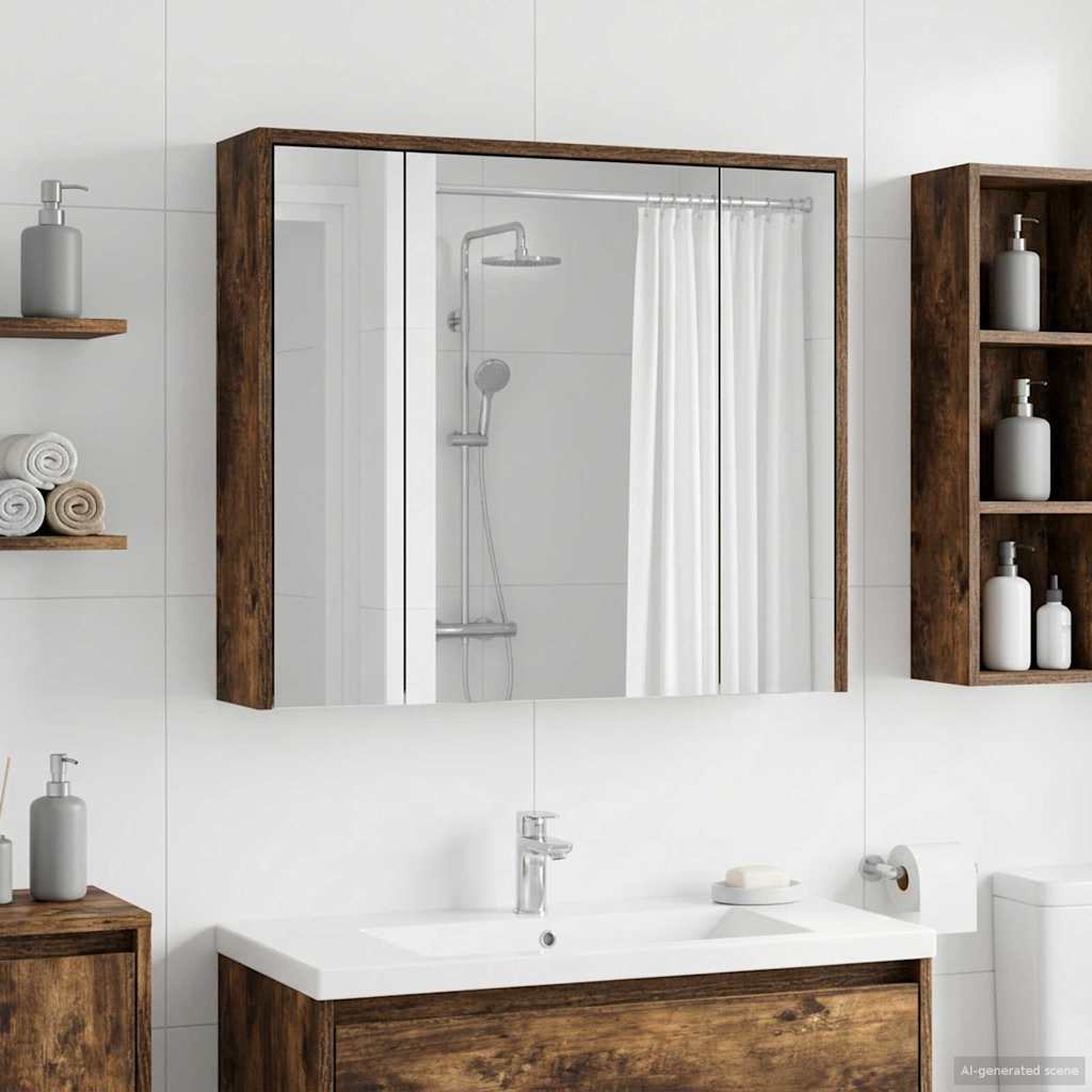 Mobiletto per specchio da bagno Rovere fumé 73,5 x 16 x 62,5 cm | homemem39
