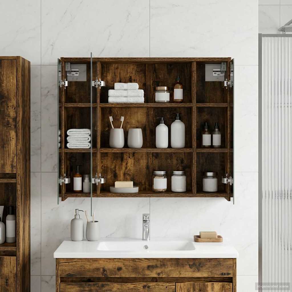 Mobiletto per specchio da bagno Rovere fumé 73,5 x 16 x 62,5 cm | homemem39