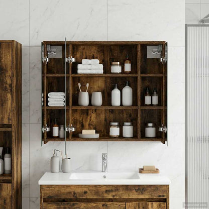 Mobiletto per specchio da bagno Rovere fumé 73,5 x 16 x 62,5 cm