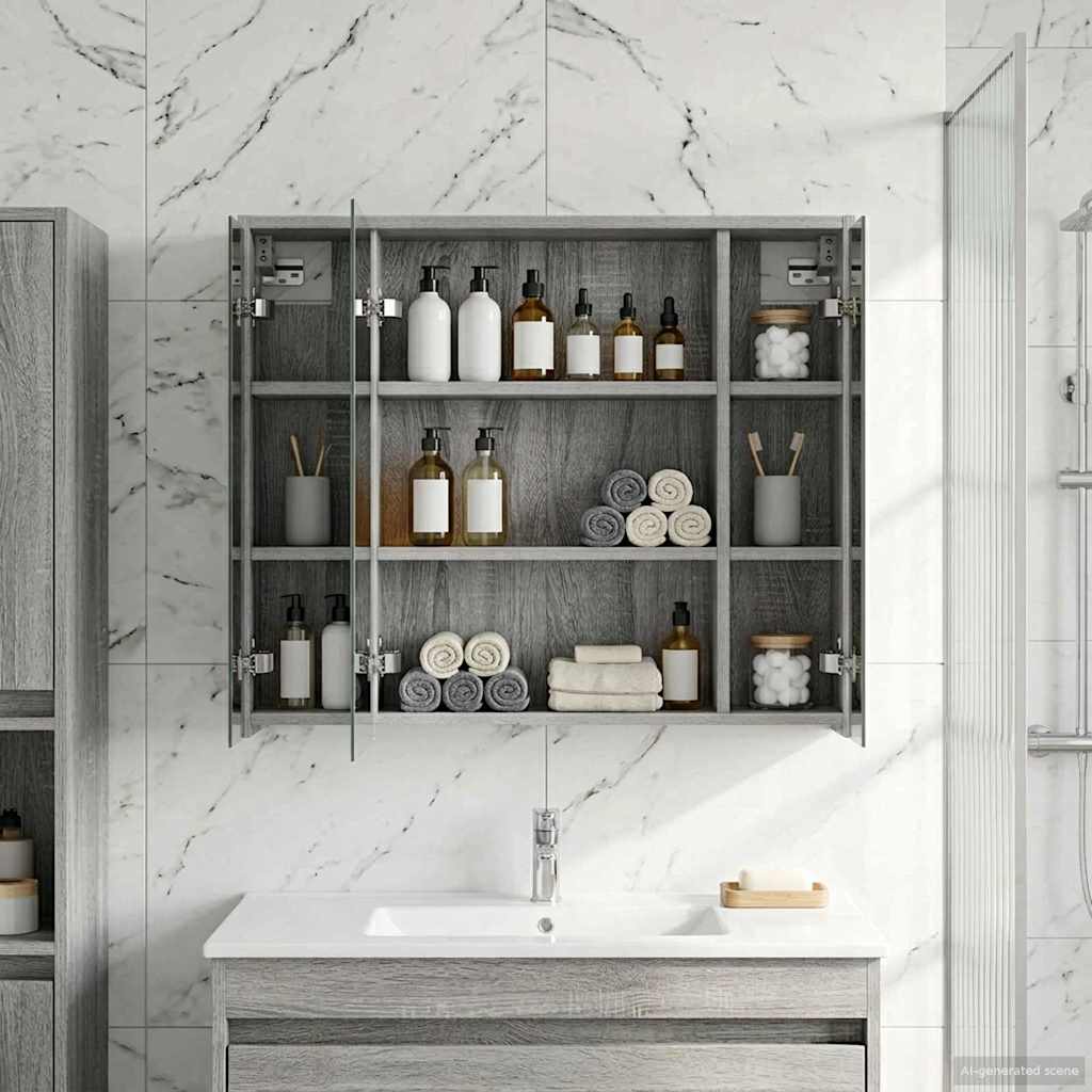 Mobiletto per specchio da bagno Grigio Sonoma | homemem39