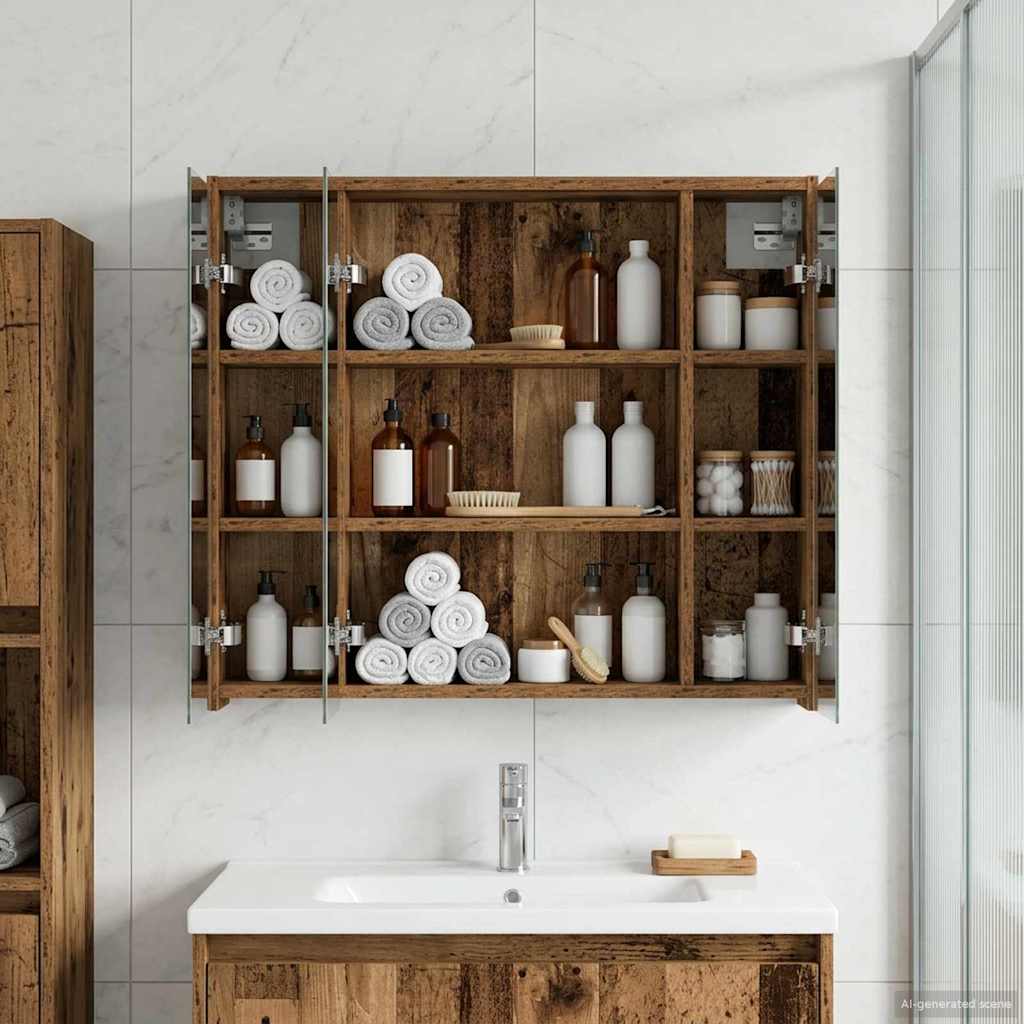 Mobiletto per specchio da bagno Legno vecchio