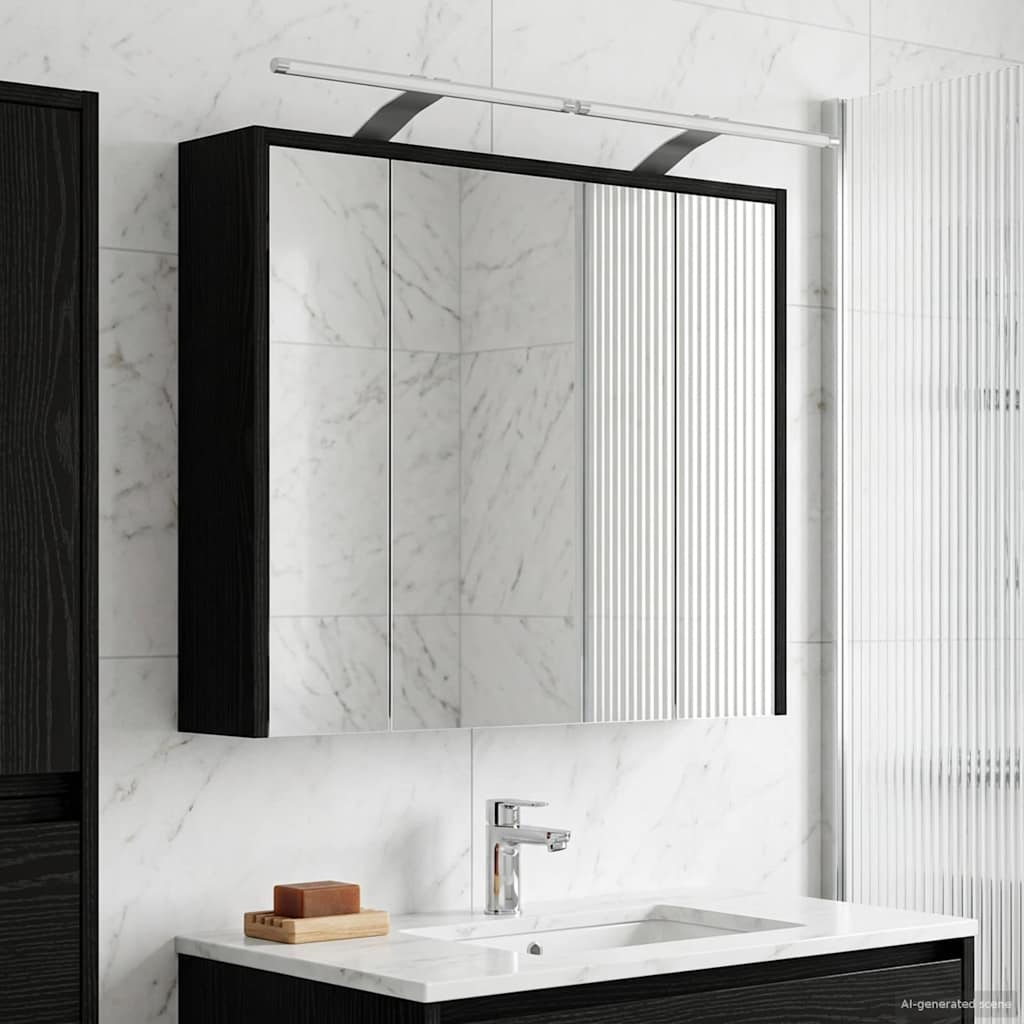 Mobiletto per specchio da bagno Rovere Nero 73,5 x 16 x 62,5 cm | homemem39