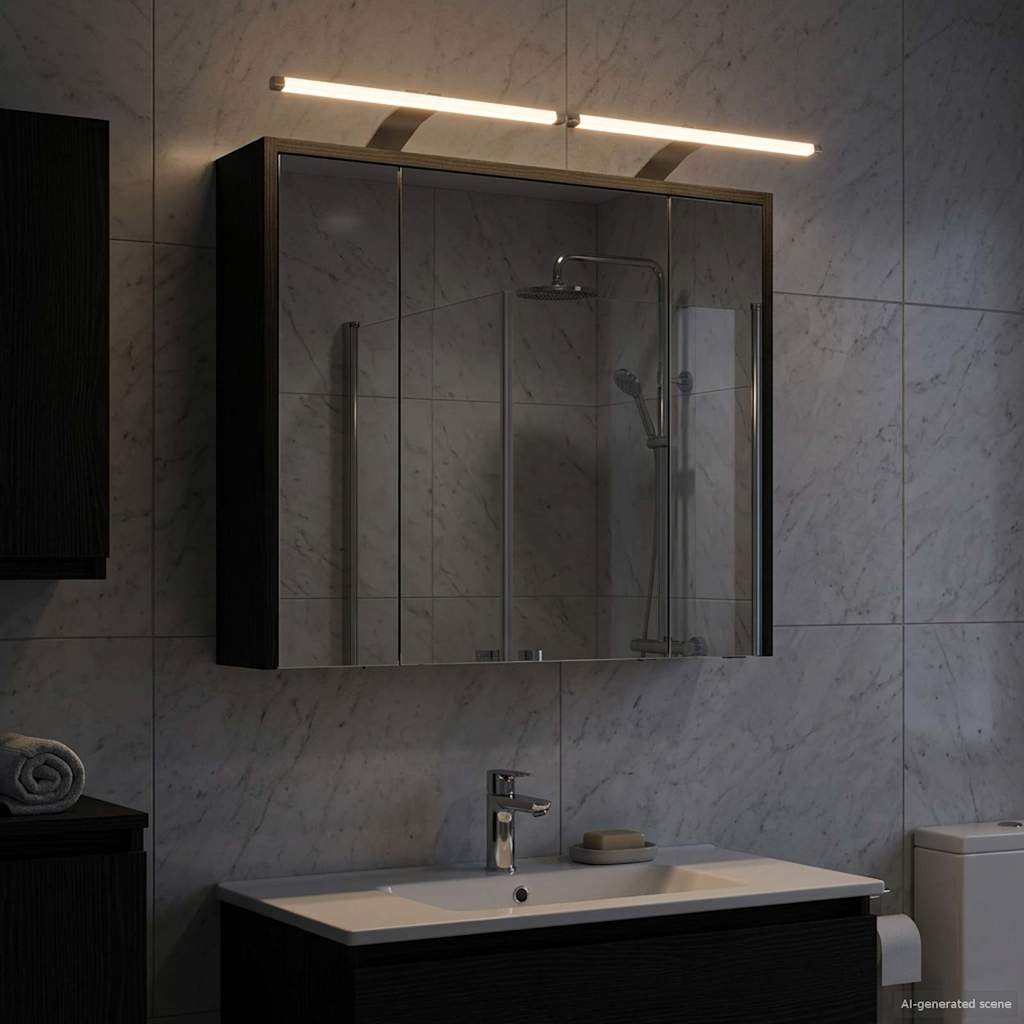 Mobiletto per specchio da bagno Rovere Nero 73,5 x 16 x 62,5 cm