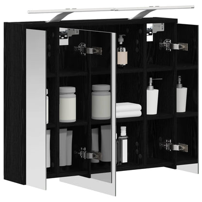 Mobiletto per specchio da bagno Rovere Nero 73,5 x 16 x 62,5 cm | homemem39