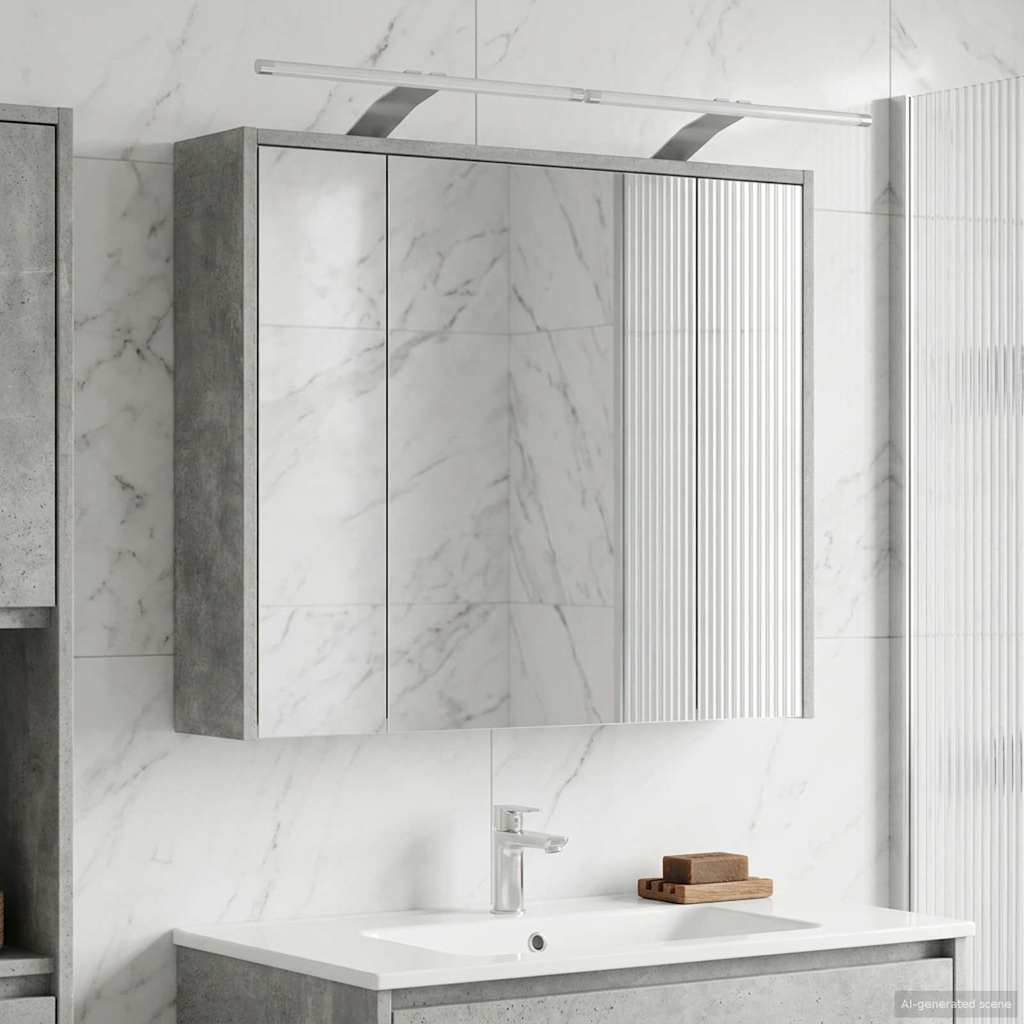 Mobiletto per specchio da bagno Grigio cemento