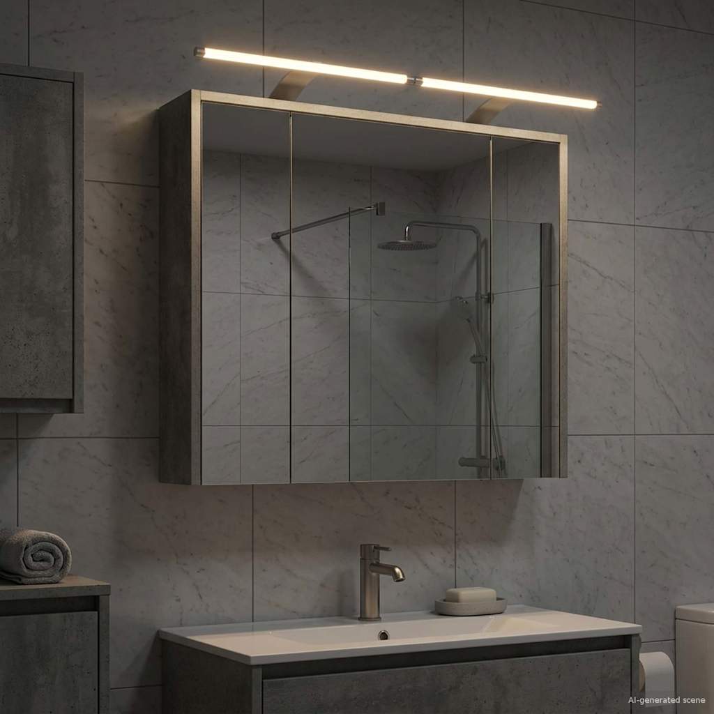 Mobiletto per specchio da bagno Grigio cemento | homemem39