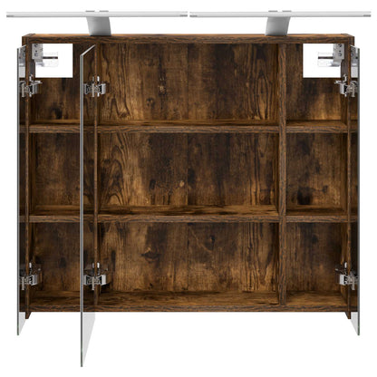 Mobiletto per specchio da bagno Rovere fumé 73,5 x 16 x 62,5 cm