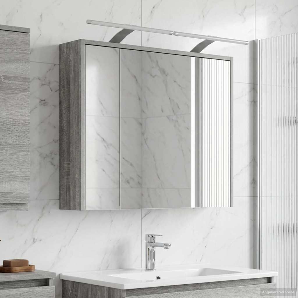 Mobiletto per specchio da bagno Grigio Sonoma