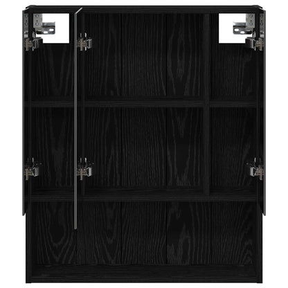 Mobiletto per specchio da bagno Rovere Nero 60 x 14.5 x 70 cm