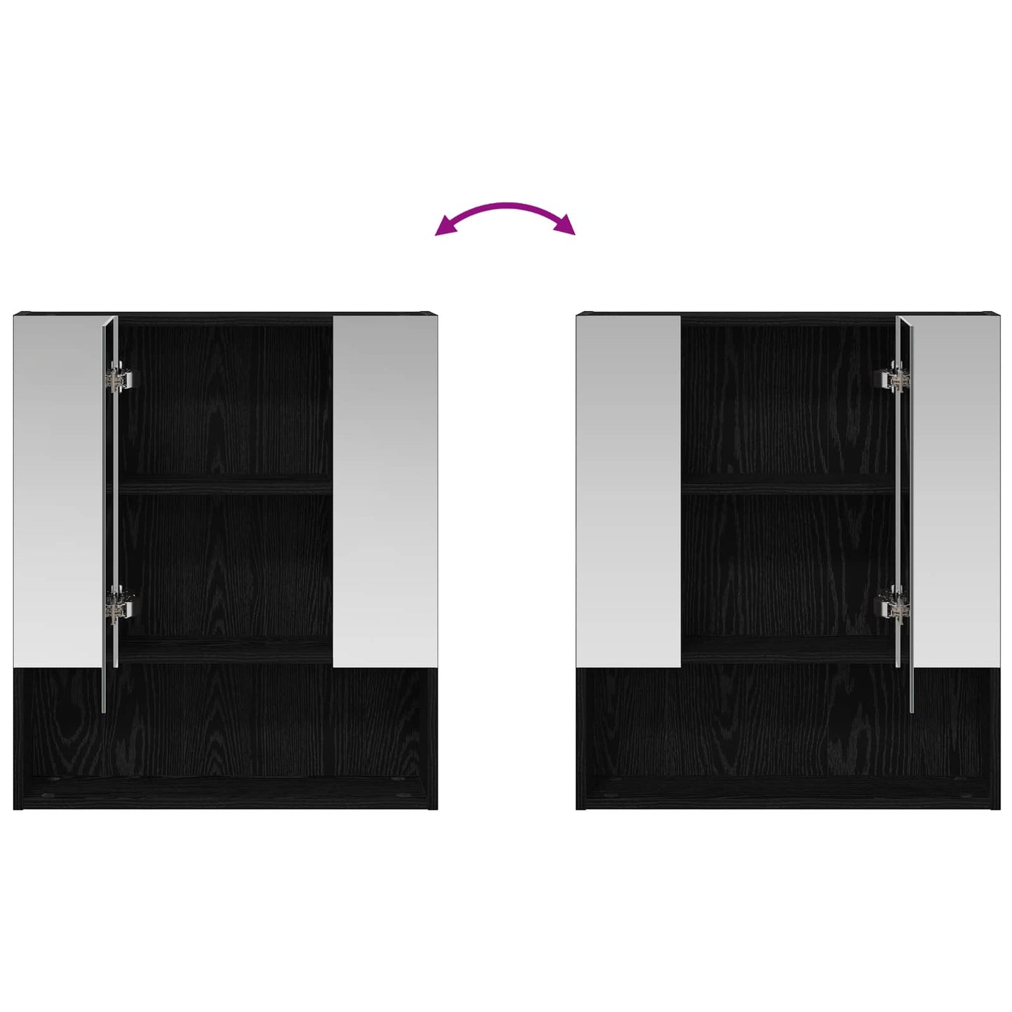 Mobiletto per specchio da bagno Rovere Nero 60 x 14.5 x 70 cm