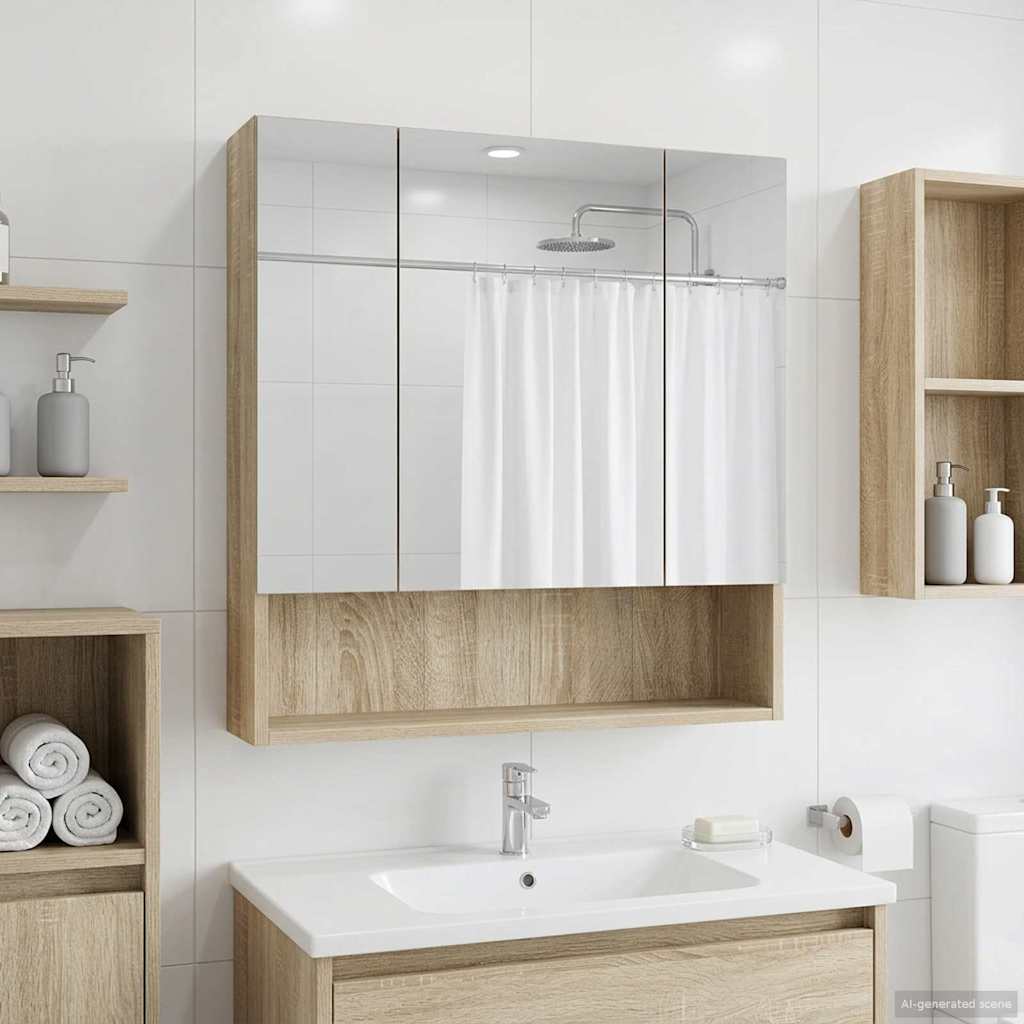 Mobiletto per specchio da bagno Rovere Sonoma 60 x 14.5 x 70 cm