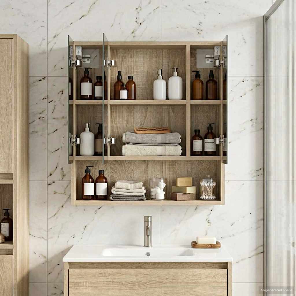 Mobiletto per specchio da bagno Rovere Sonoma 60 x 14.5 x 70 cm | homemem39