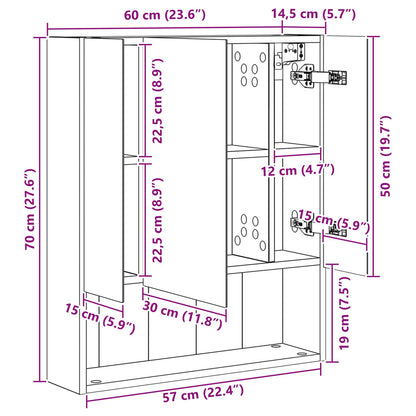 Mobiletto per specchio da bagno con lo scaffale Grigio cemento