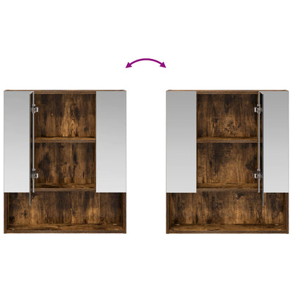 Mobiletto per specchio da bagno Rovere fumé 60 x 14.5 x 70 cm | homemem39