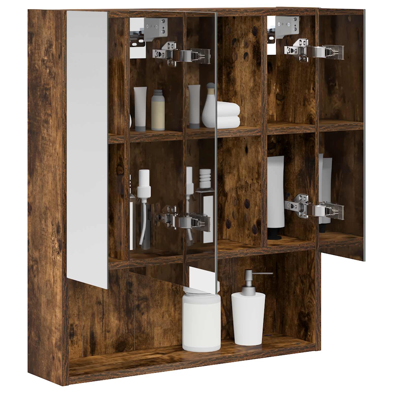 Mobiletto per specchio da bagno Rovere fumé 60 x 14.5 x 70 cm | homemem39