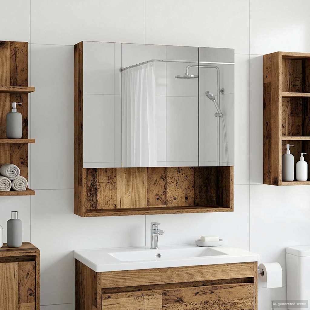 Mobiletto per specchio da bagno Legno vecchio 60 x 14.5 x 70 cm