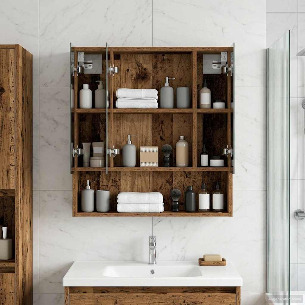 Mobiletto per specchio da bagno Legno vecchio 60 x 14.5 x 70 cm | homemem39