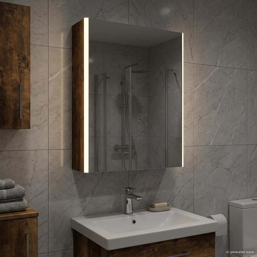 Mobiletto per specchio da bagno Rovere fumé 73.5 x 15.5 x 70 cm