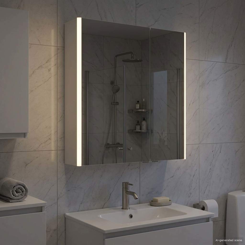 Mobiletto per specchio da bagno Bianco 63,5 x 15,5 x 70 cm | homemem39