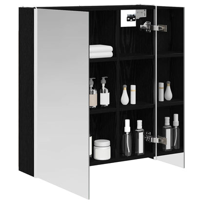 Mobiletto per specchio da bagno Rovere Nero 63,5 x 15,5 x 70 cm