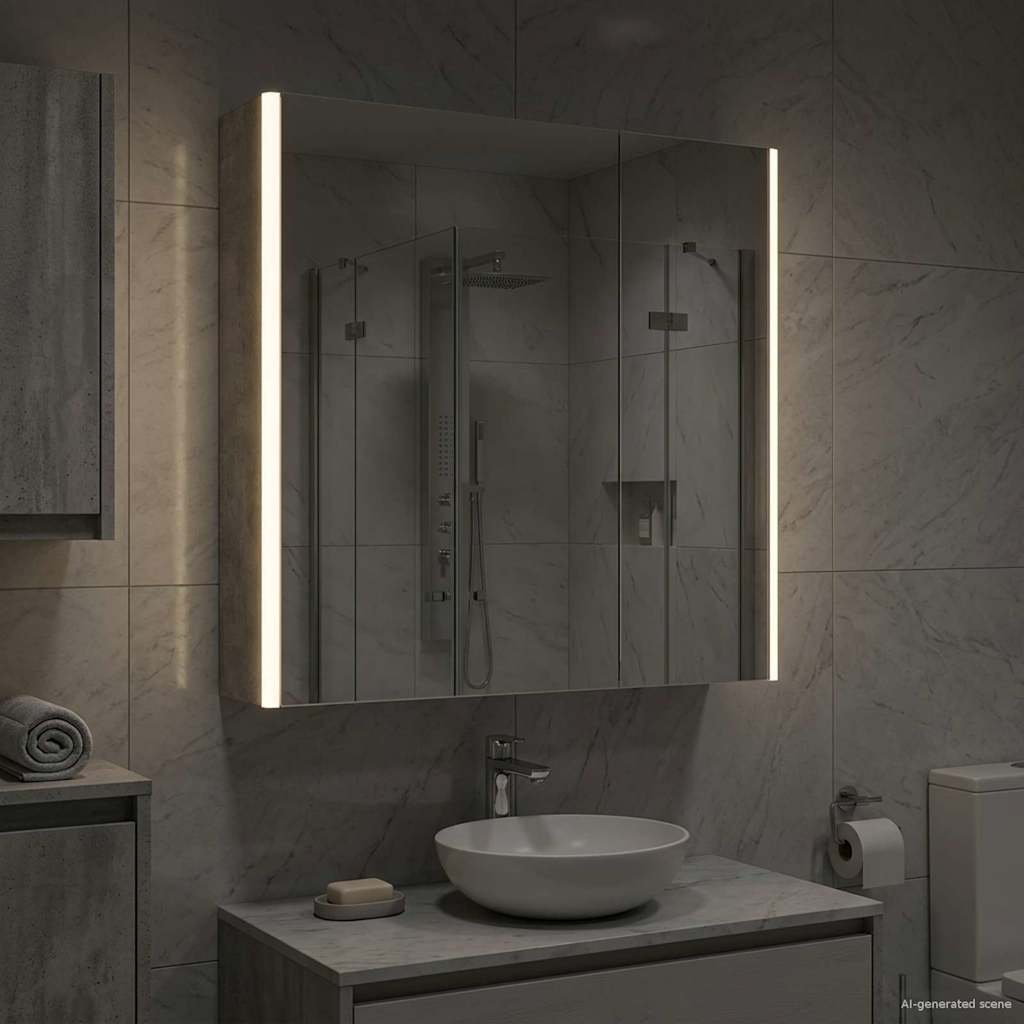 Mobiletto per specchio da bagno Grigio cemento