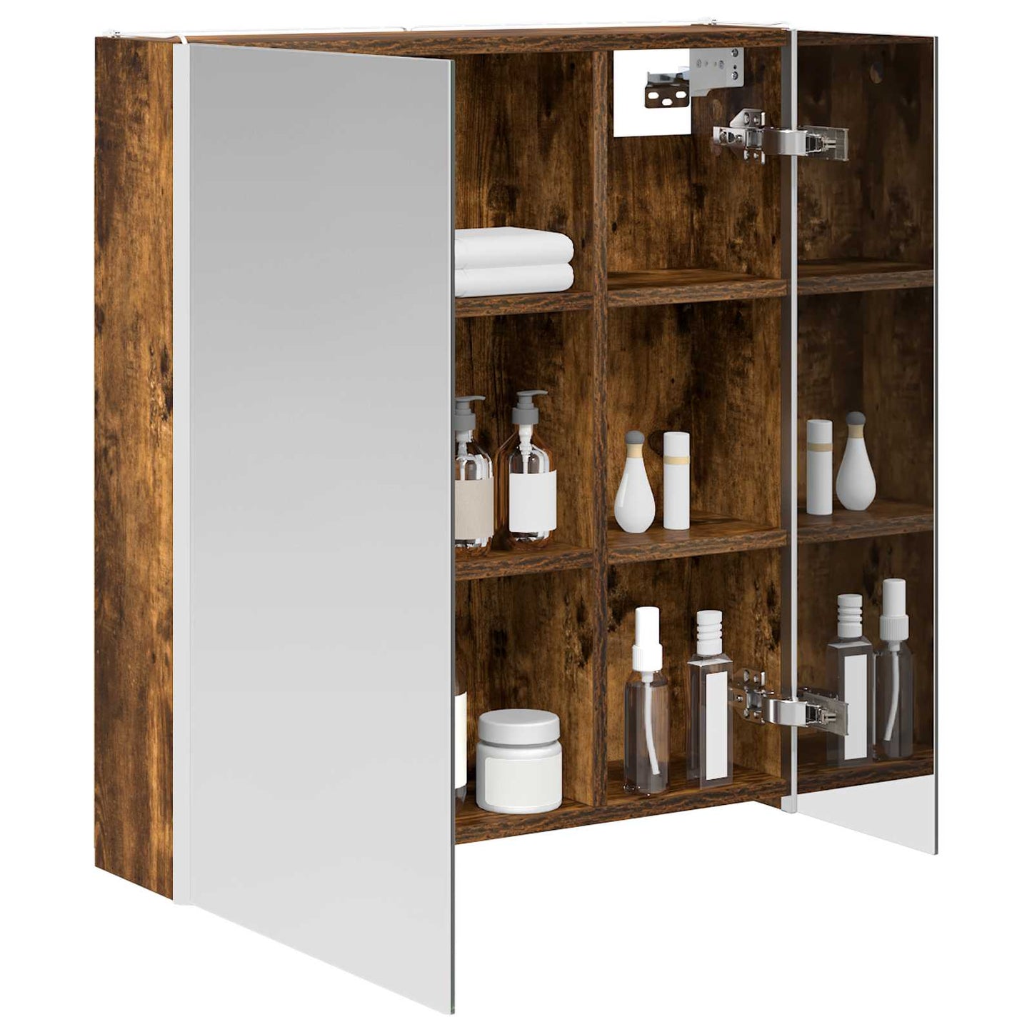 Mobiletto per specchio da bagno Rovere fumé 63,5 x 15,5 x 70 cm
