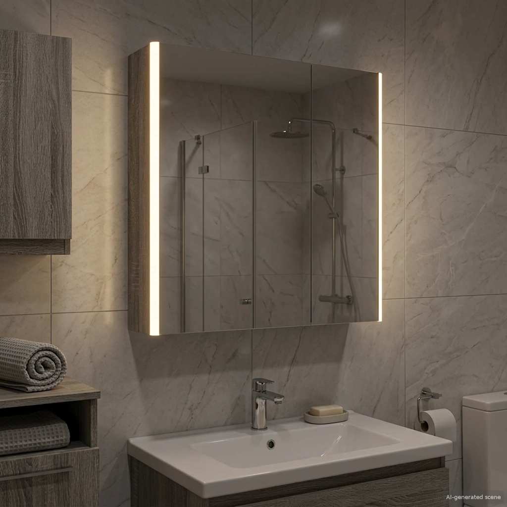 Mobiletto per specchio da bagno Grigio Sonoma