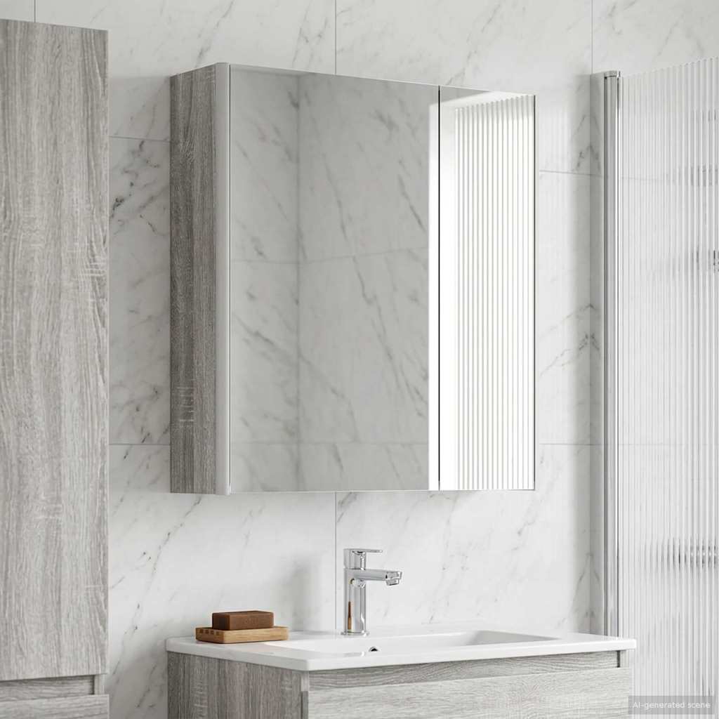 Mobiletto per specchio da bagno Grigio Sonoma | homemem39