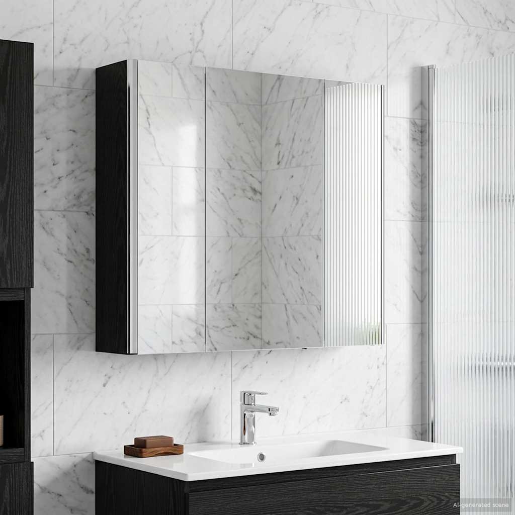 Mobiletto per specchio da bagno Rovere Nero