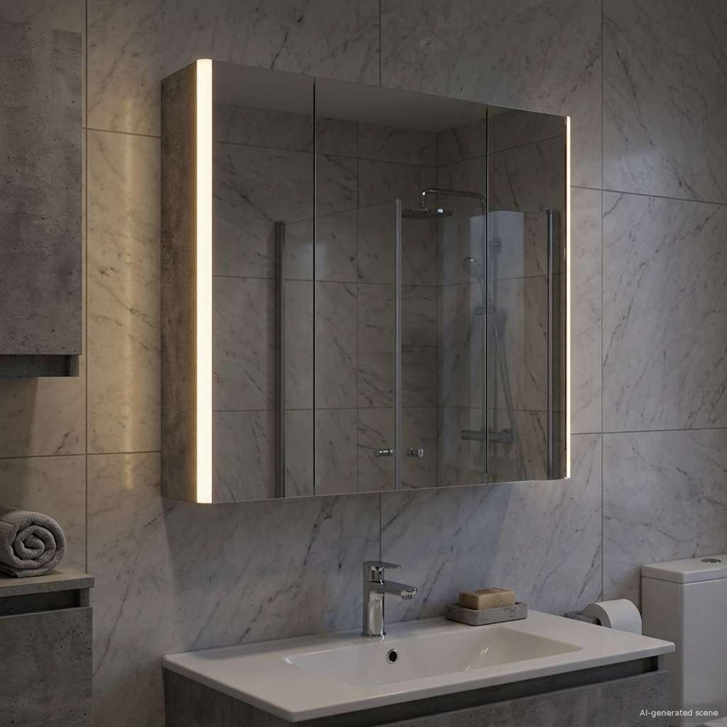 Mobiletto per specchio da bagno Grigio cemento | homemem39