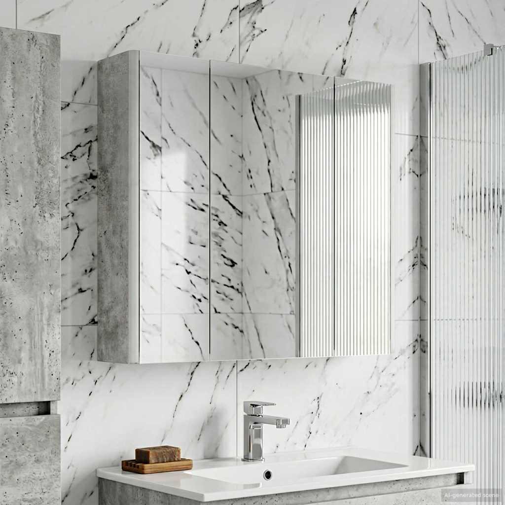 Mobiletto per specchio da bagno Grigio cemento